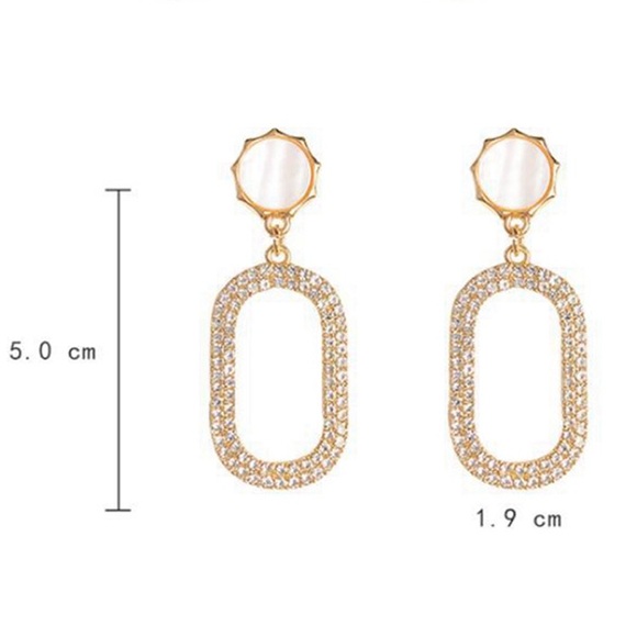 White Gold Cubic Zirconia Statement Earrings - Picture 3 of 3